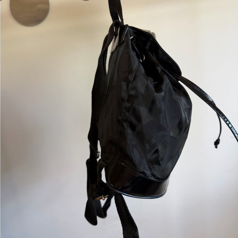 Salvatore Ferragamo Black Logo Jacquard Nylon & Leather Backpack - Picture 6 of 15